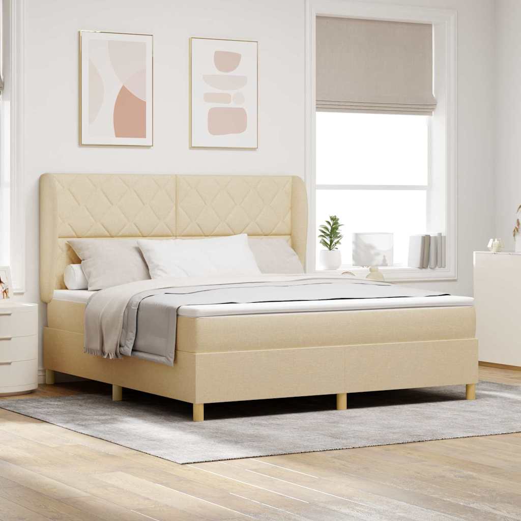 Boxspringbett mit Kopfteil Creme 200 x 180 cm Stoff