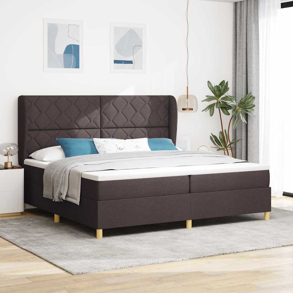 Boxspringbett mit Kopfteil Dunkelbraun 200 x 200 cm Stoff