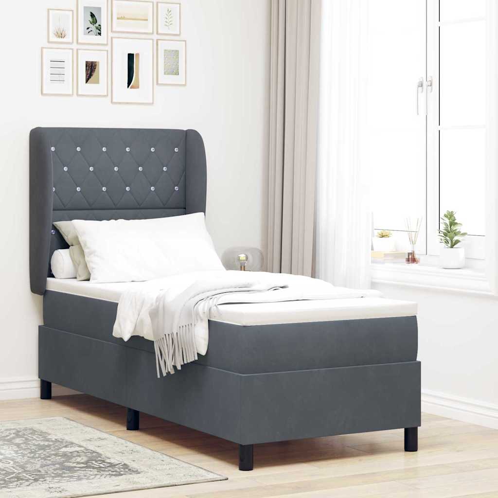 Boxspringbett mit Kissen Dunkelgrau 200 x 80 cm Samt