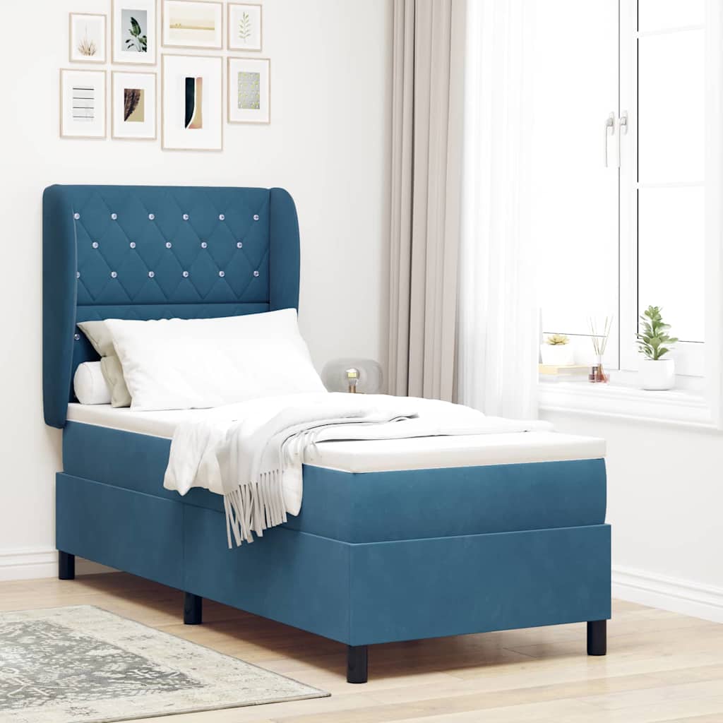 Boxspringbett mit Kopfteil Dunkelblau 200 x 80 cm Samt