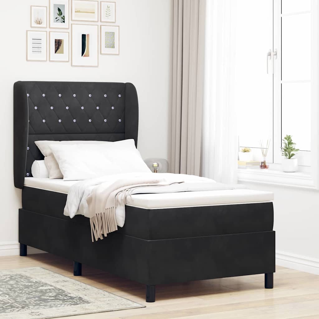 Boxspringbett mit Matratze Schwarz 200 x 100 cm Samt