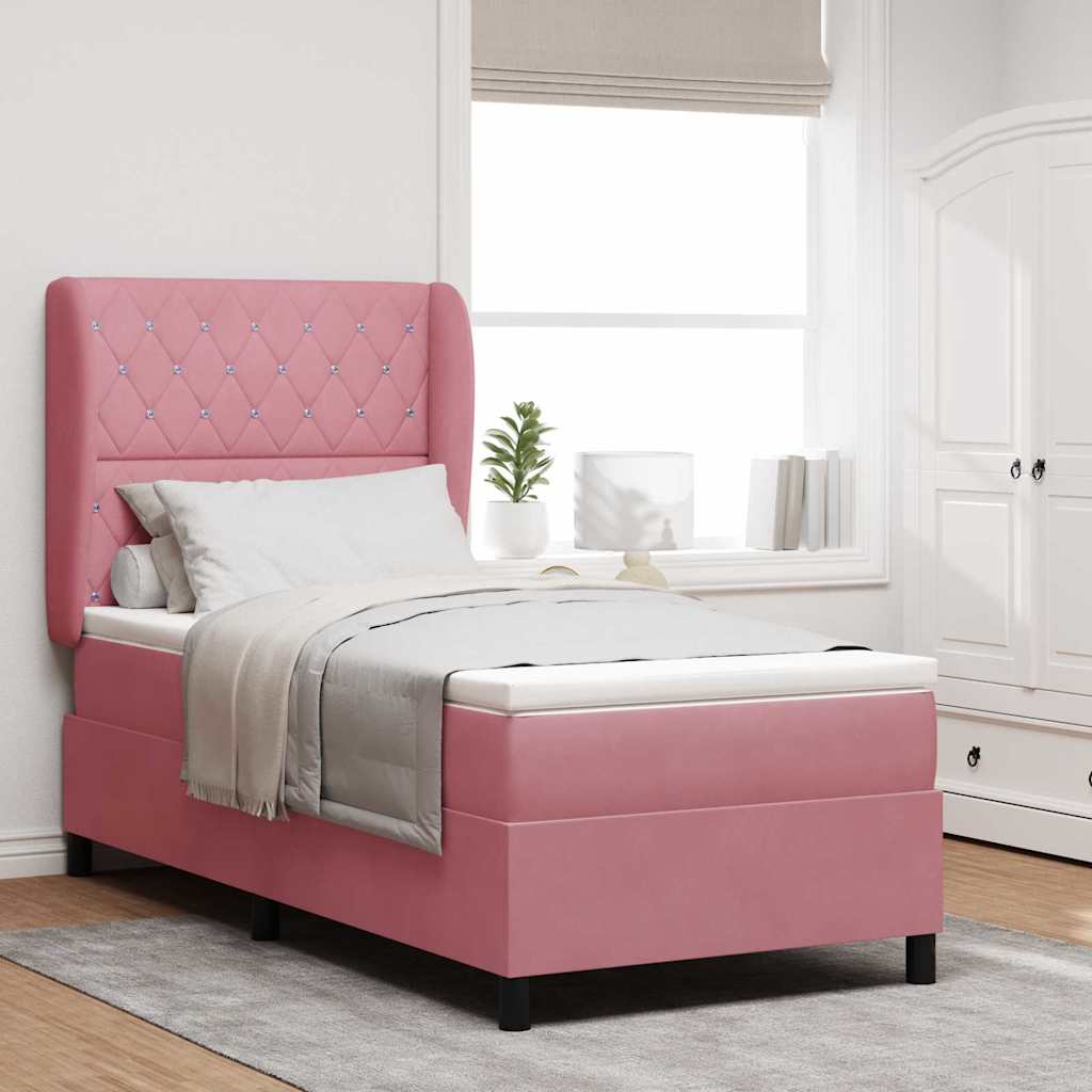 Boxspringbett mit Kopfteil Rosa 200 x 100 cm Samt