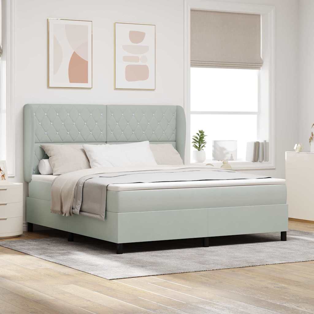 Boxspringbett mit Matratze Hellgrau 200 x 180 cm Samt