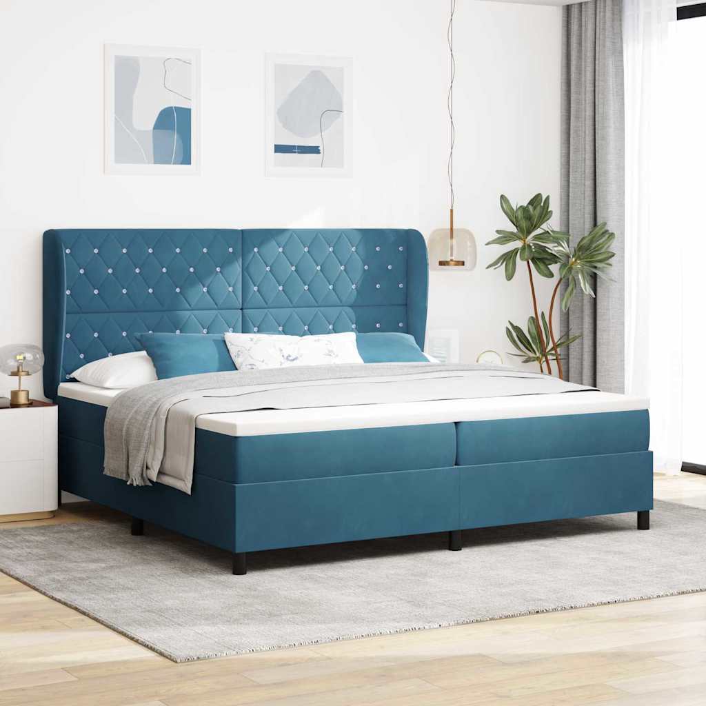 Boxspringbett mit Matratze Dunkelblau 200 x 200 cm Samt