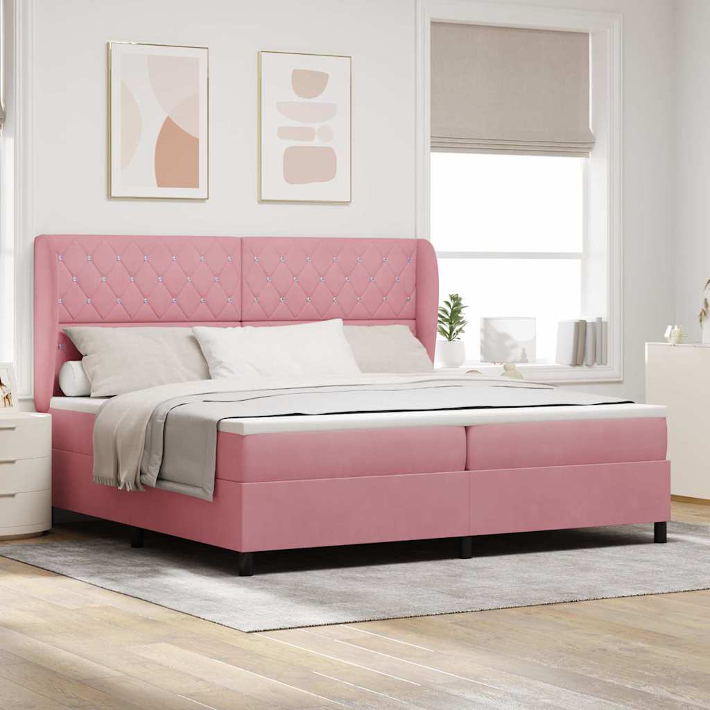 Boxspringbett mit Kopfteil Rosa 200 x 200 cm Samt