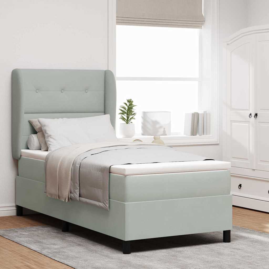 Boxspringbett mit Kopfteil Hellgrau 200 x 100 cm Samt
