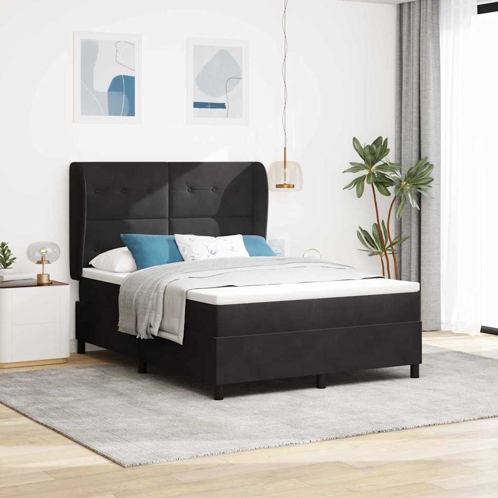 Boxspringbett mit Kopfteil Schwarz 190 x 140 cm Samt