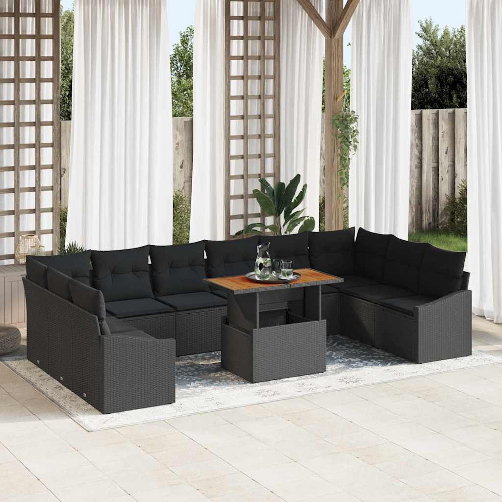 Gartensofa-set 11 Stk. Schwarz und Braun