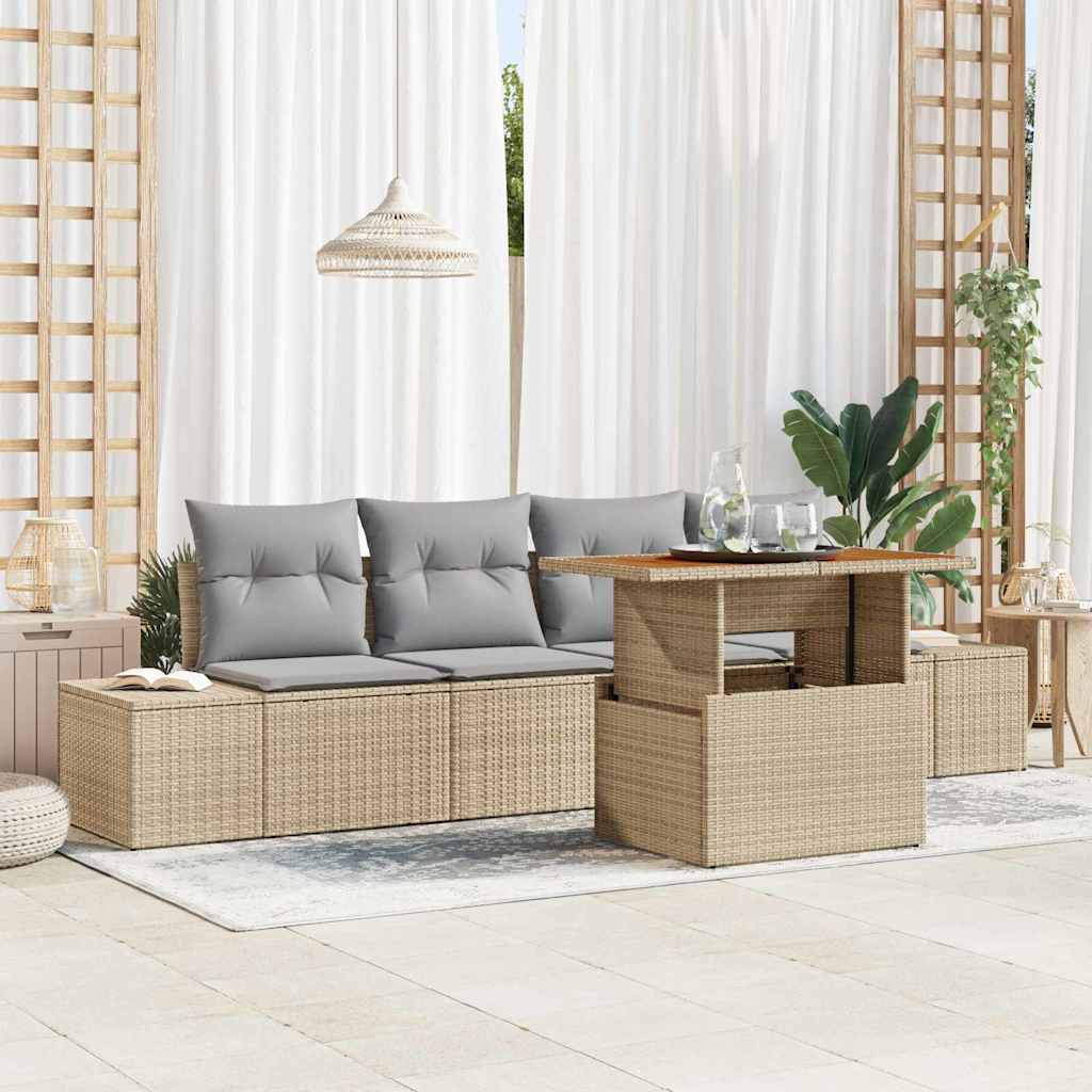 Gartensofa-set 5 Stk. Beige und Grau