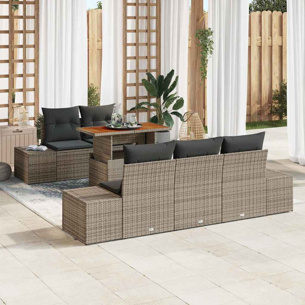 Gartensofa-set 6 Stk. Grau und Braun