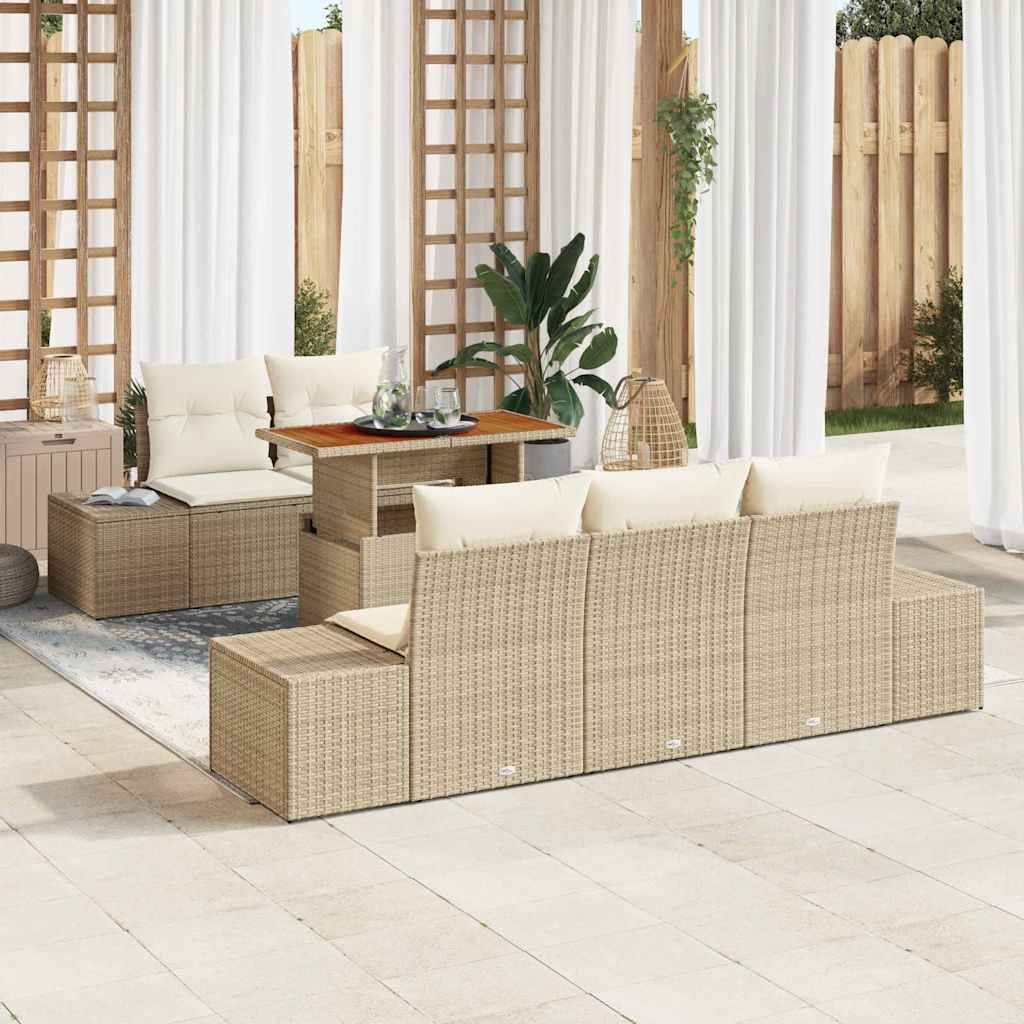 Gartensofa-set 6 Stk. Beige und Creme