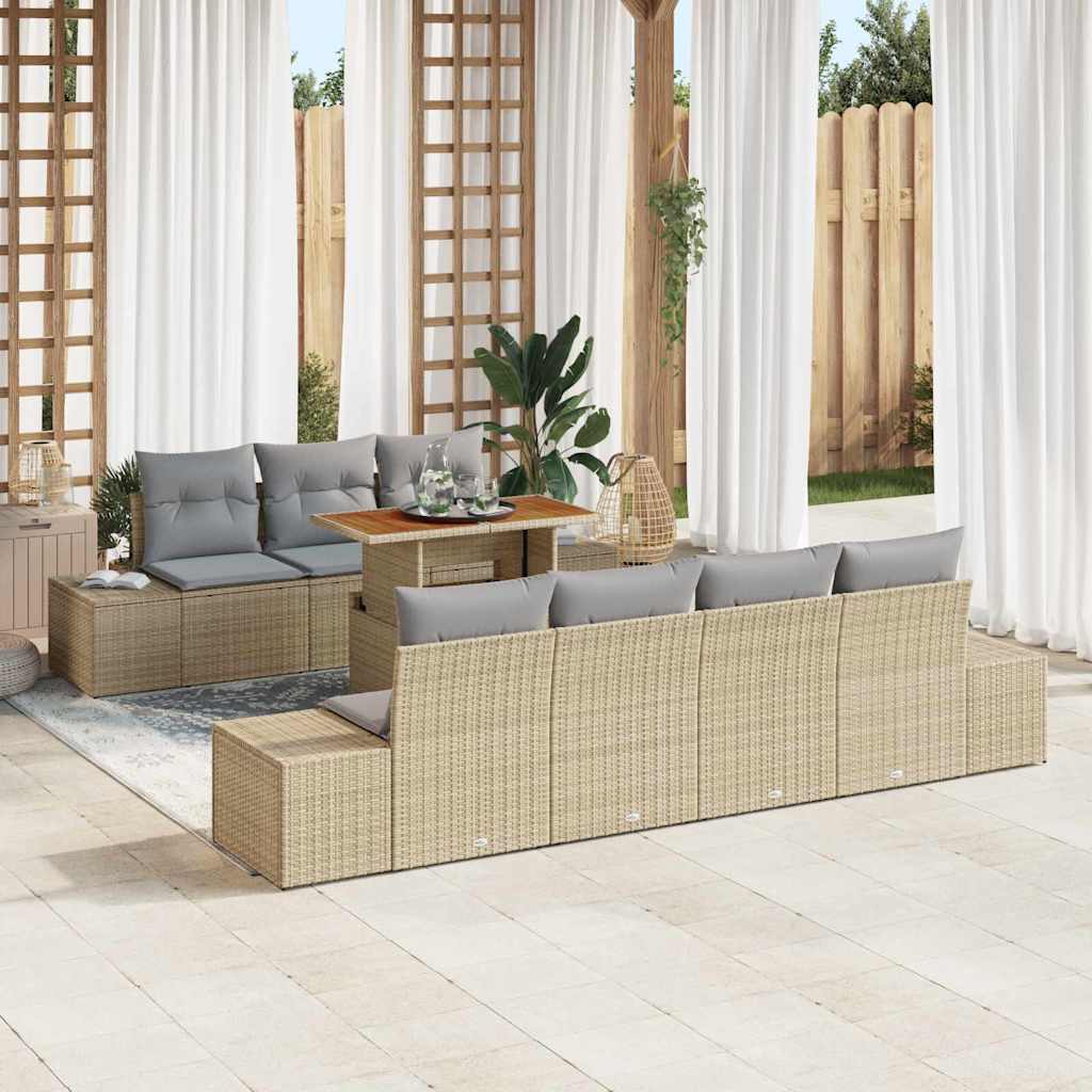 Gartensofa-set 8 Stk. Beige Poly-Rattan