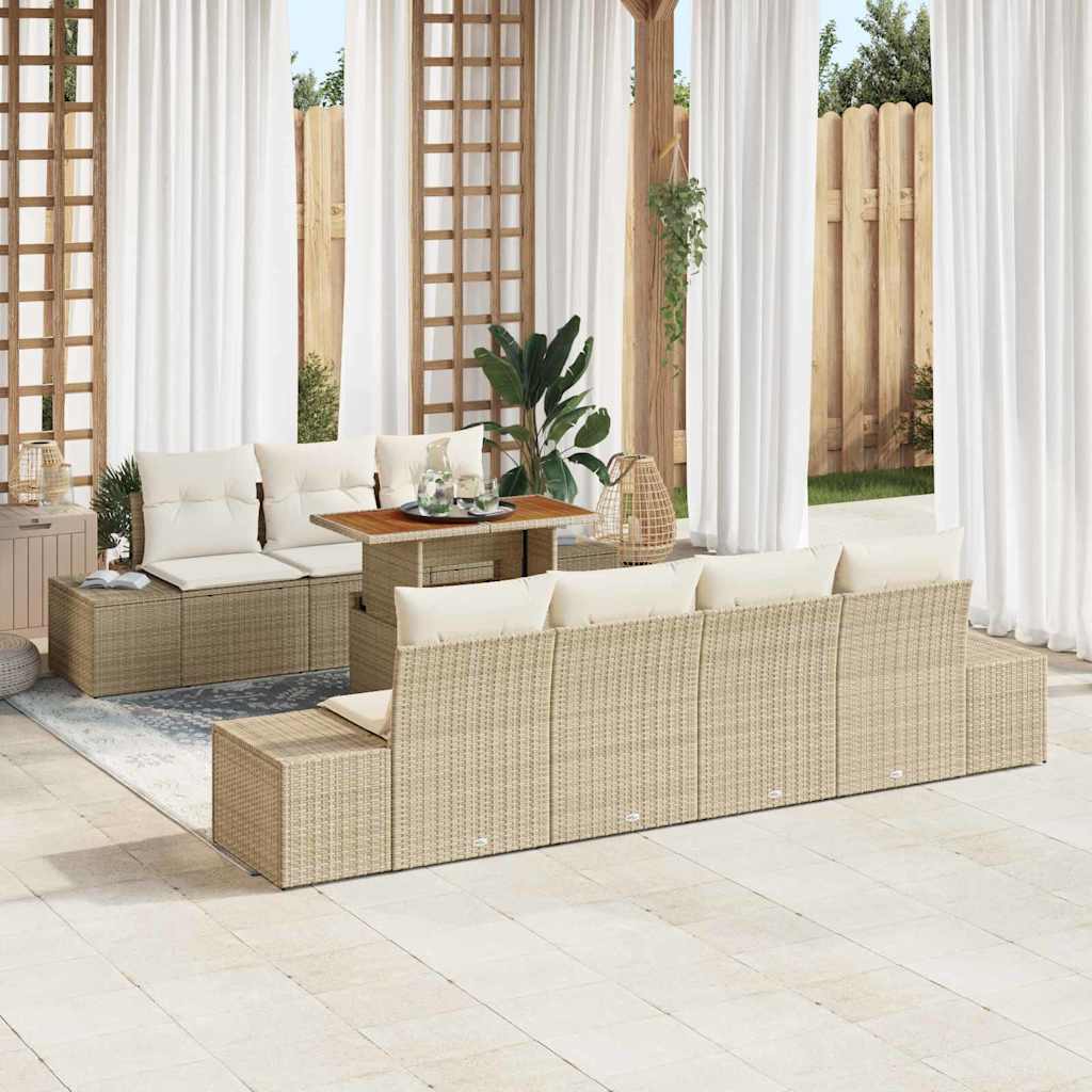 Gartensofa-set 8 Stk. Beige Poly-Rattan