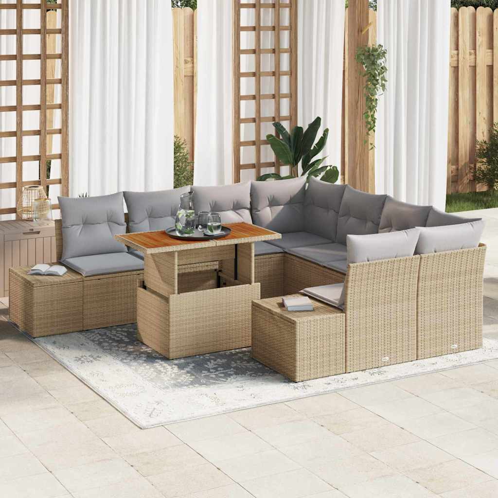 Gartensofa-set 9 Stk. Beige und Grau