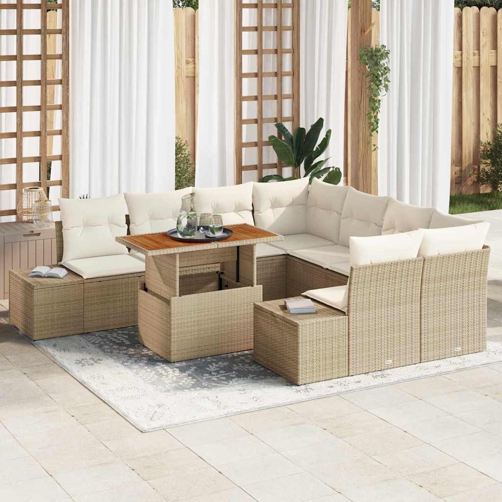 Gartensofa-set 9 Stk. Beige und Creme