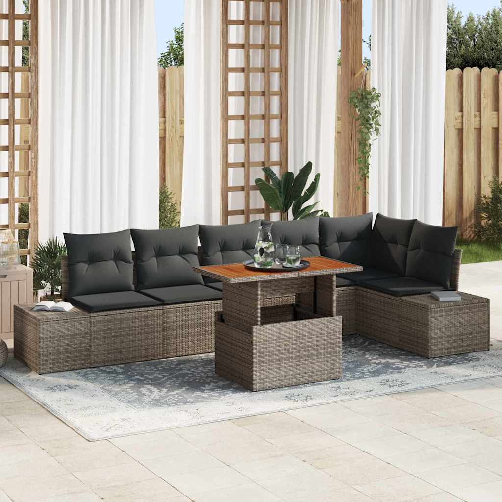 Gartensofa-set 7 Stk. Grau und Braun