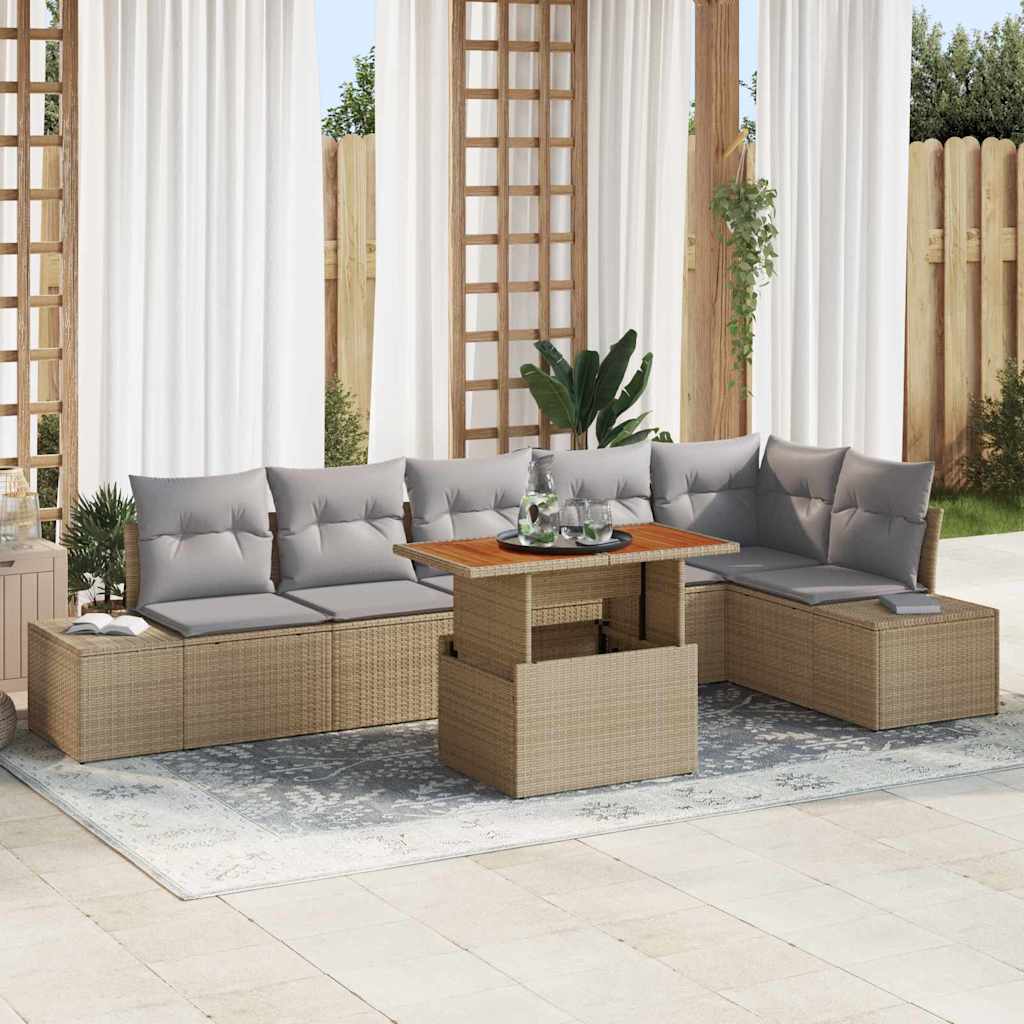 Gartensofa-set 7 Stk. Beige und Grau