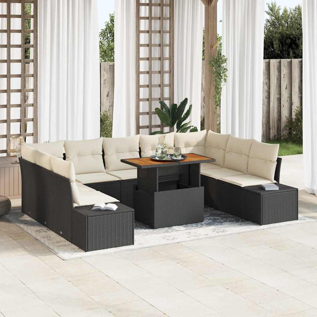 Gartensofa-set 10 stk. Schwarz