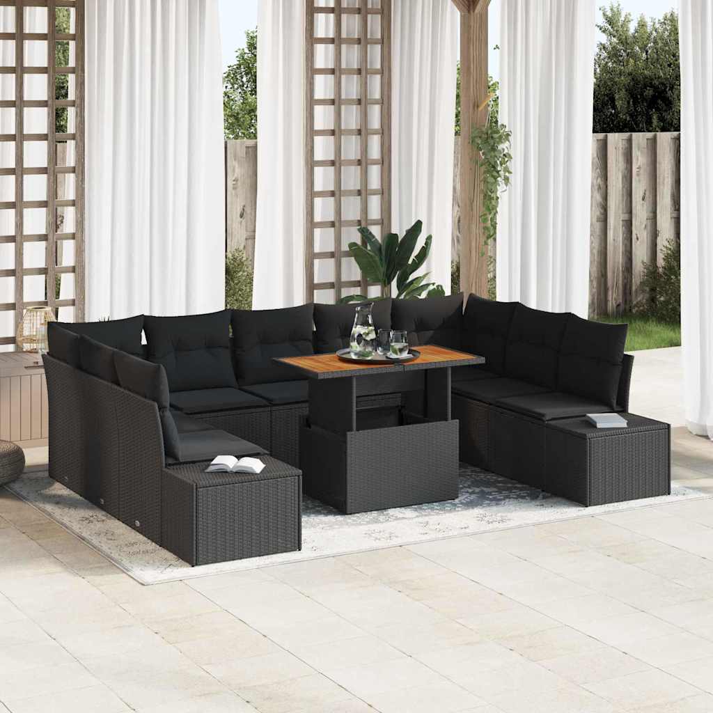 Gartensofa-set 10 stk. Schwarz