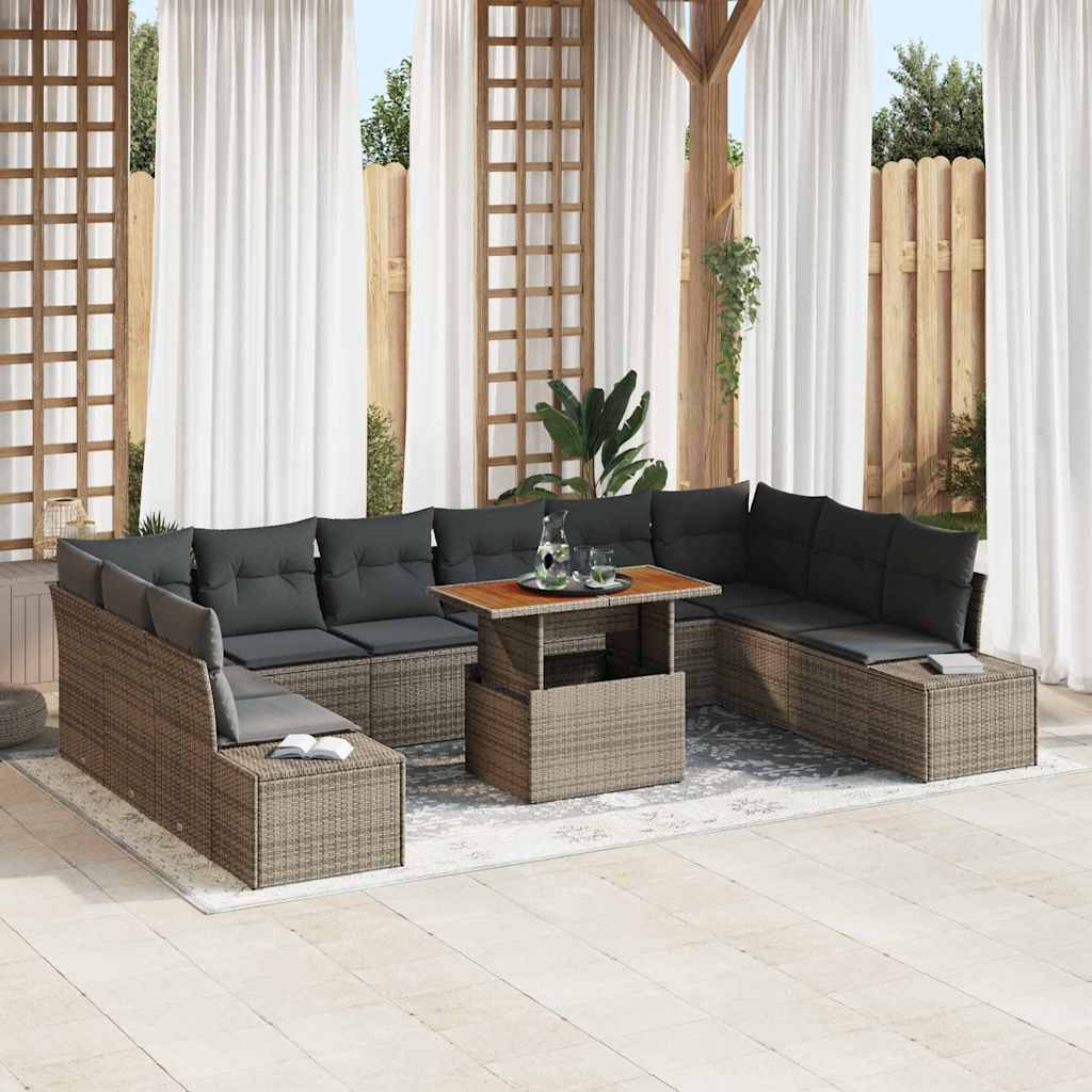 Garten-Sofa-Set 11 stk. Grau und Braun