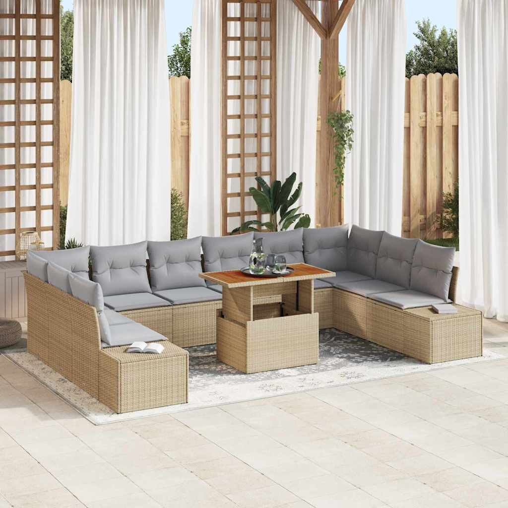 Garten-Sofa-Set 11 stk. Beige und Grau