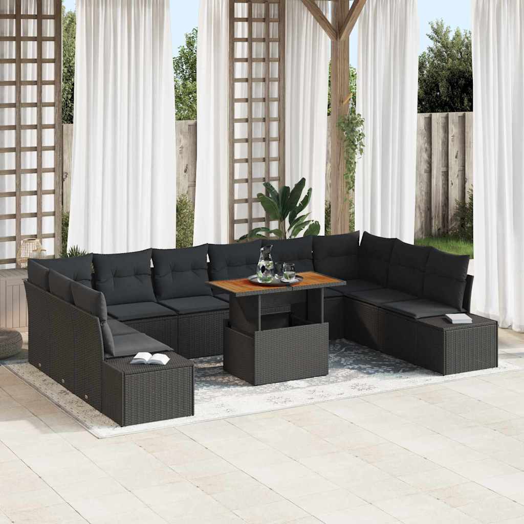 Garten-Sofa-Set 11 stk. Schwarz und Braun