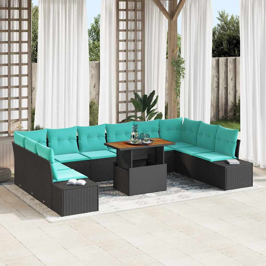 Garten Essgruppe 11 stk. 10-Sitzanzahl Schwarz und Teal