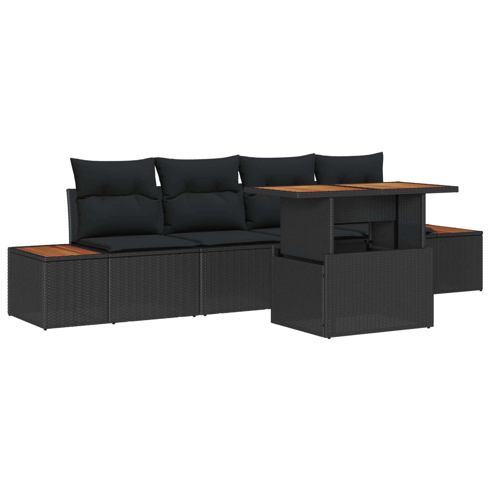Gartensofa-set 5 Stk. Schwarz Poly-Rattan
