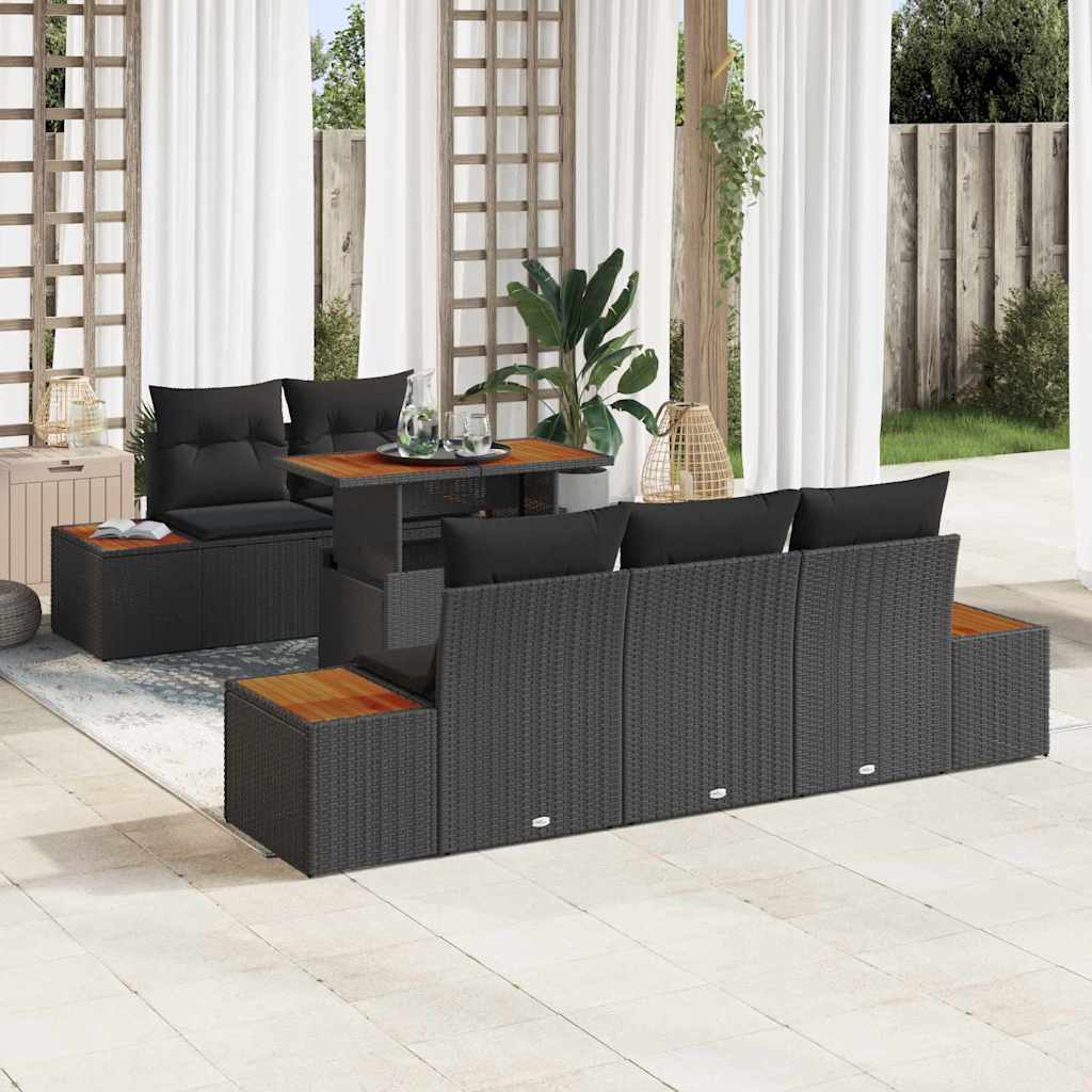 Gartensofa-set 6 Stk. Schwarz und Braun