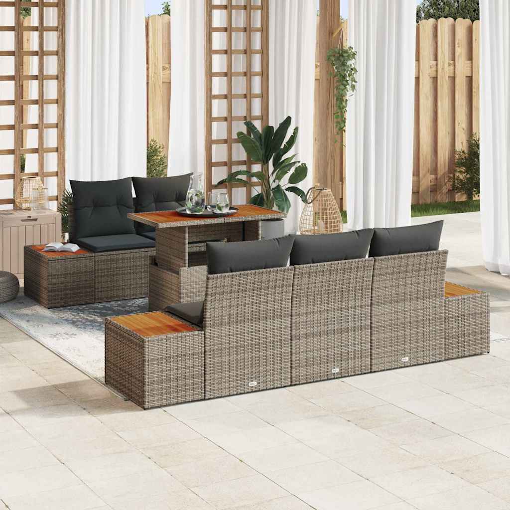 Gartensofa-set 6 Stk. Grau und Braun