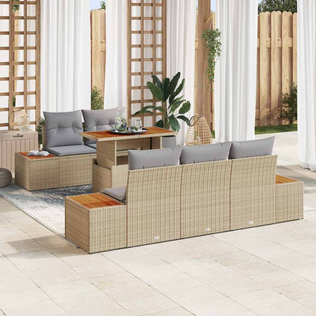 Gartensofa-set 6 Stk. Beige und Grau