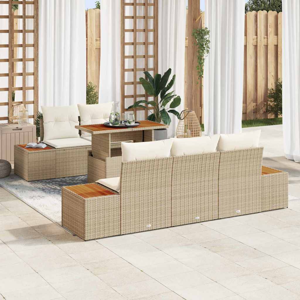 Gartensofa-set 6 Stk. Beige und Creme