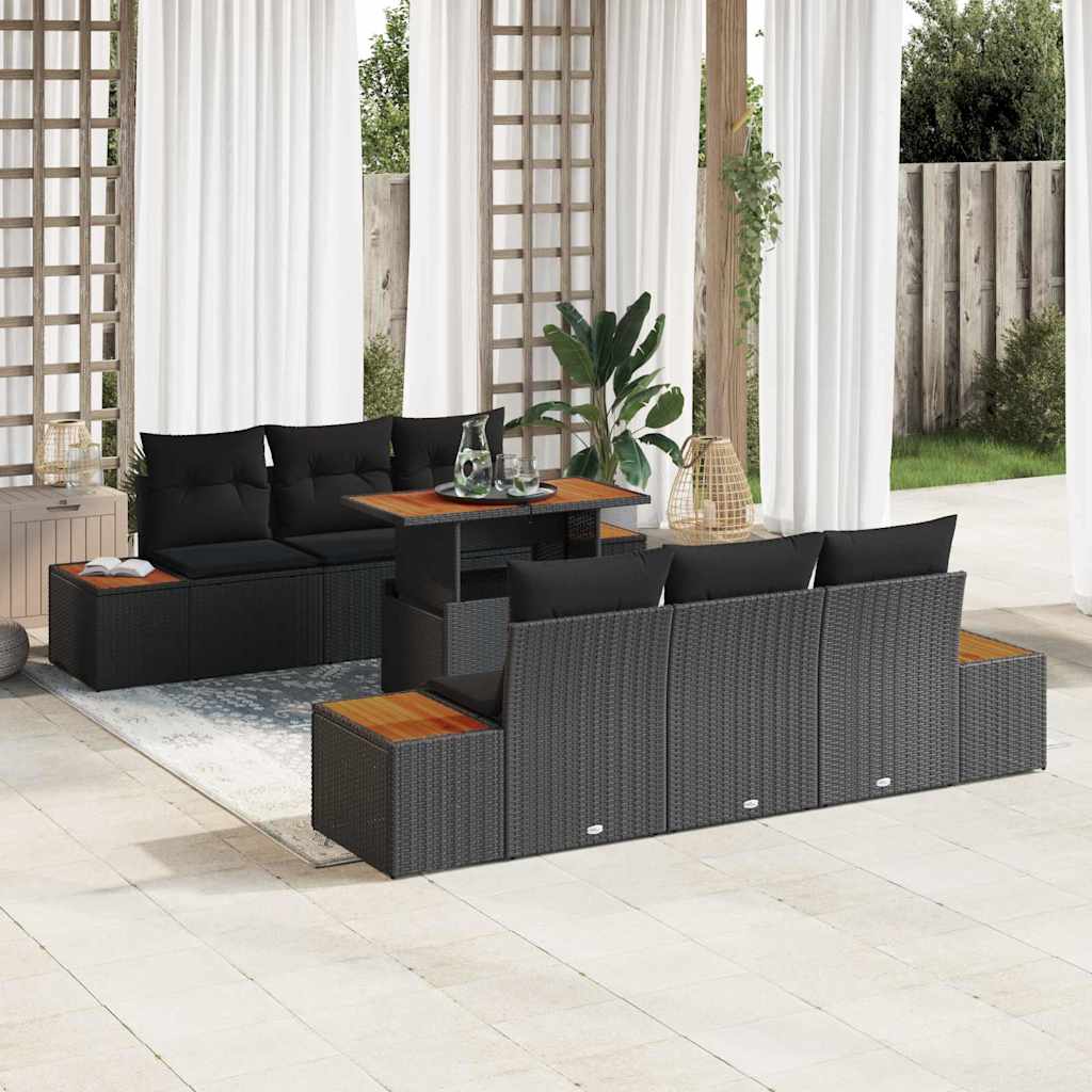 Gartensofa-set 7 Stk. Schwarz und Braun