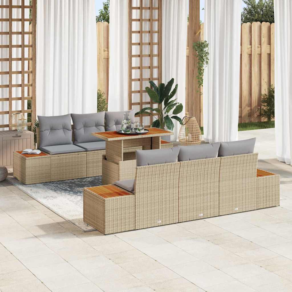 Gartensofa-set 7 Stk. Beige und Grau