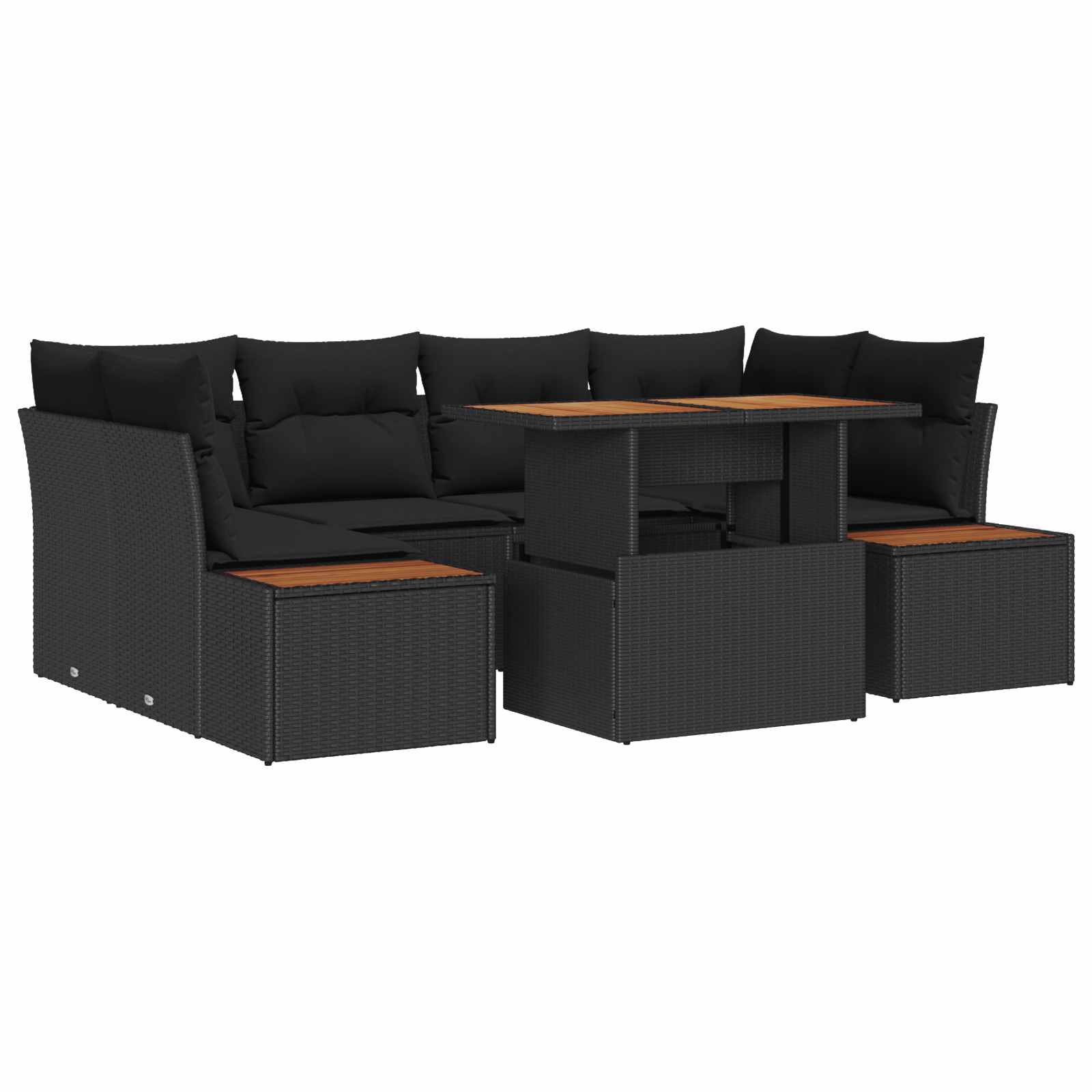 Gartensofa-set 9 Stk. Schwarz und Braun