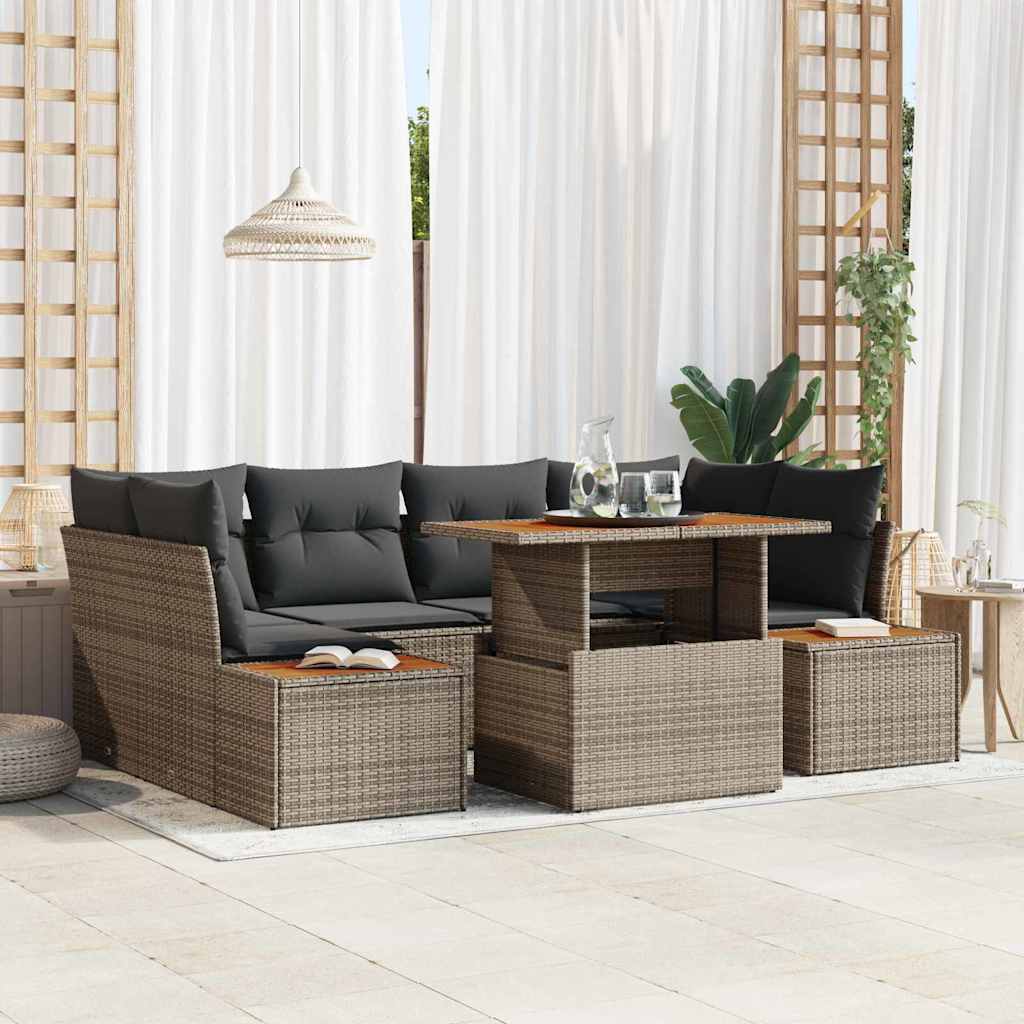 Gartensofa-set 9 Stk. Grau und Braun