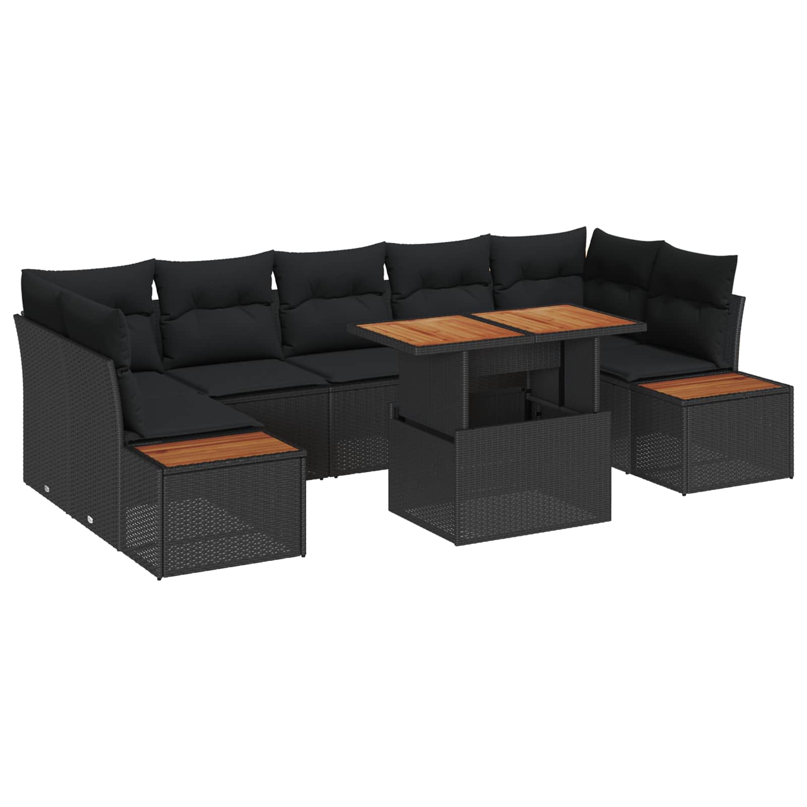 Gartensofa-set 8 Stk. Schwarz und Braun