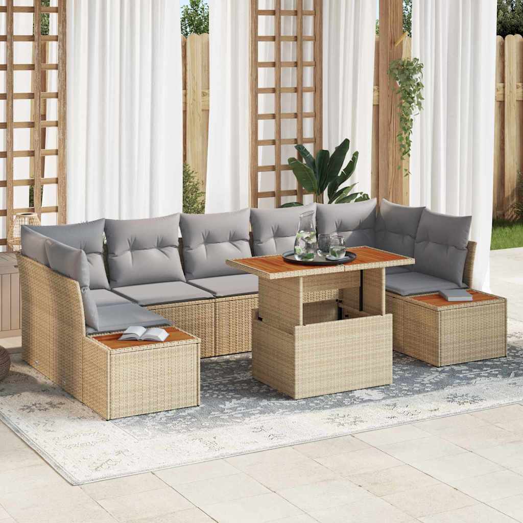 Gartensofa-set 8 Stk. Beige und Grau