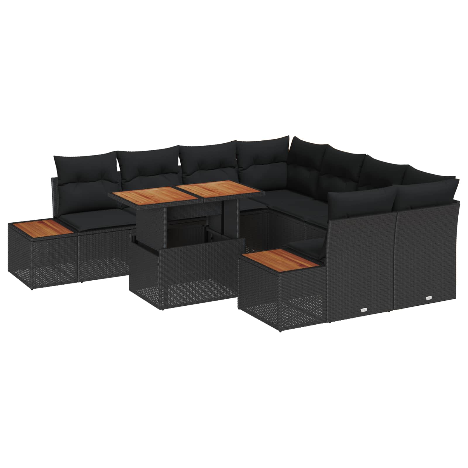 Gartensofa-set 9 Stk. Schwarz Poly-Rattan