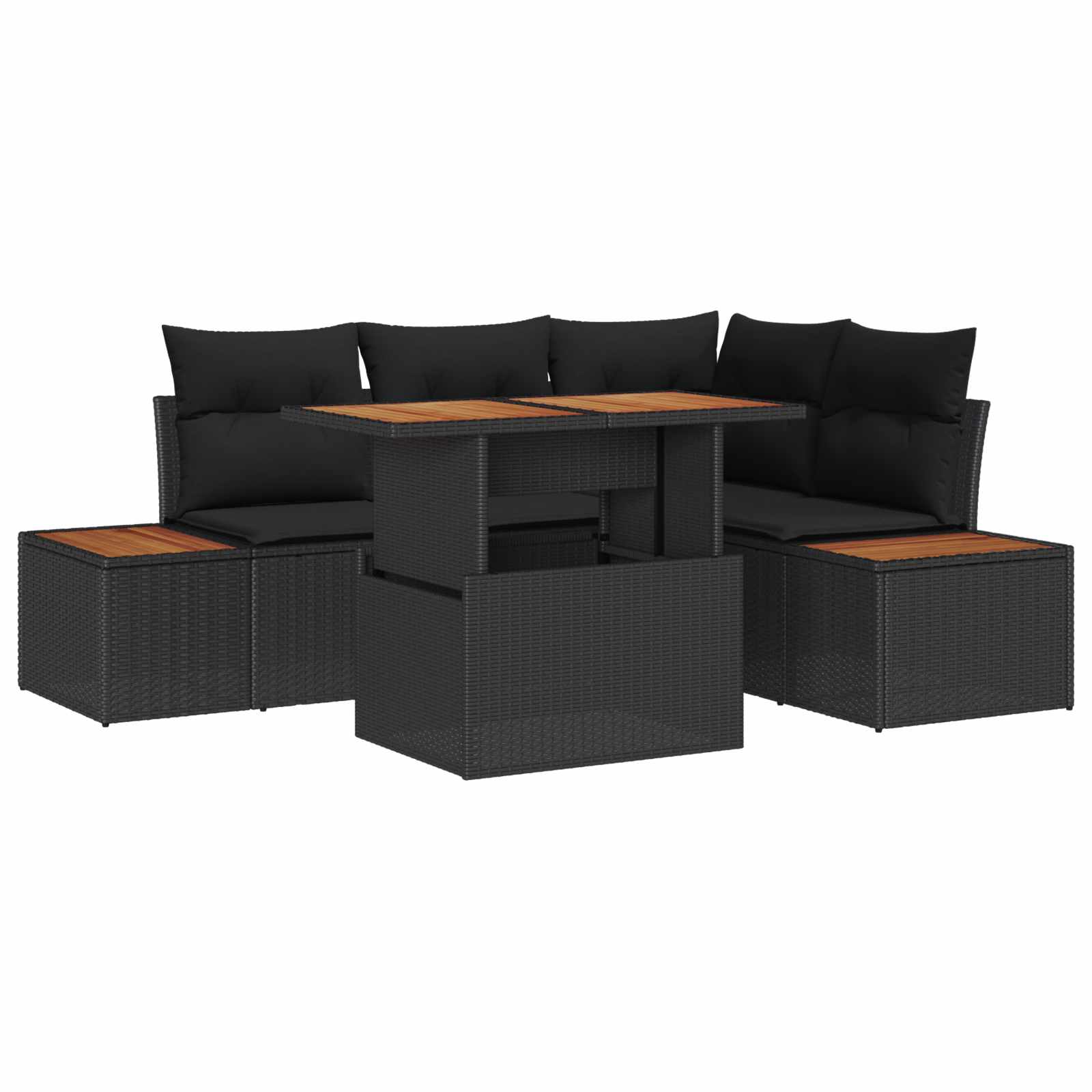 Gartensofa-set 5 Stk. Schwarz und Braun