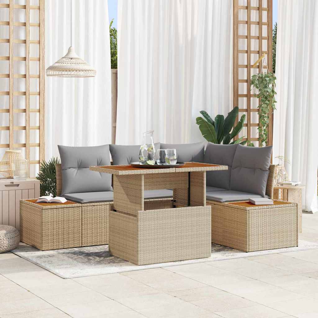 Gartensofa-set 5 Stk. Beige und Grau