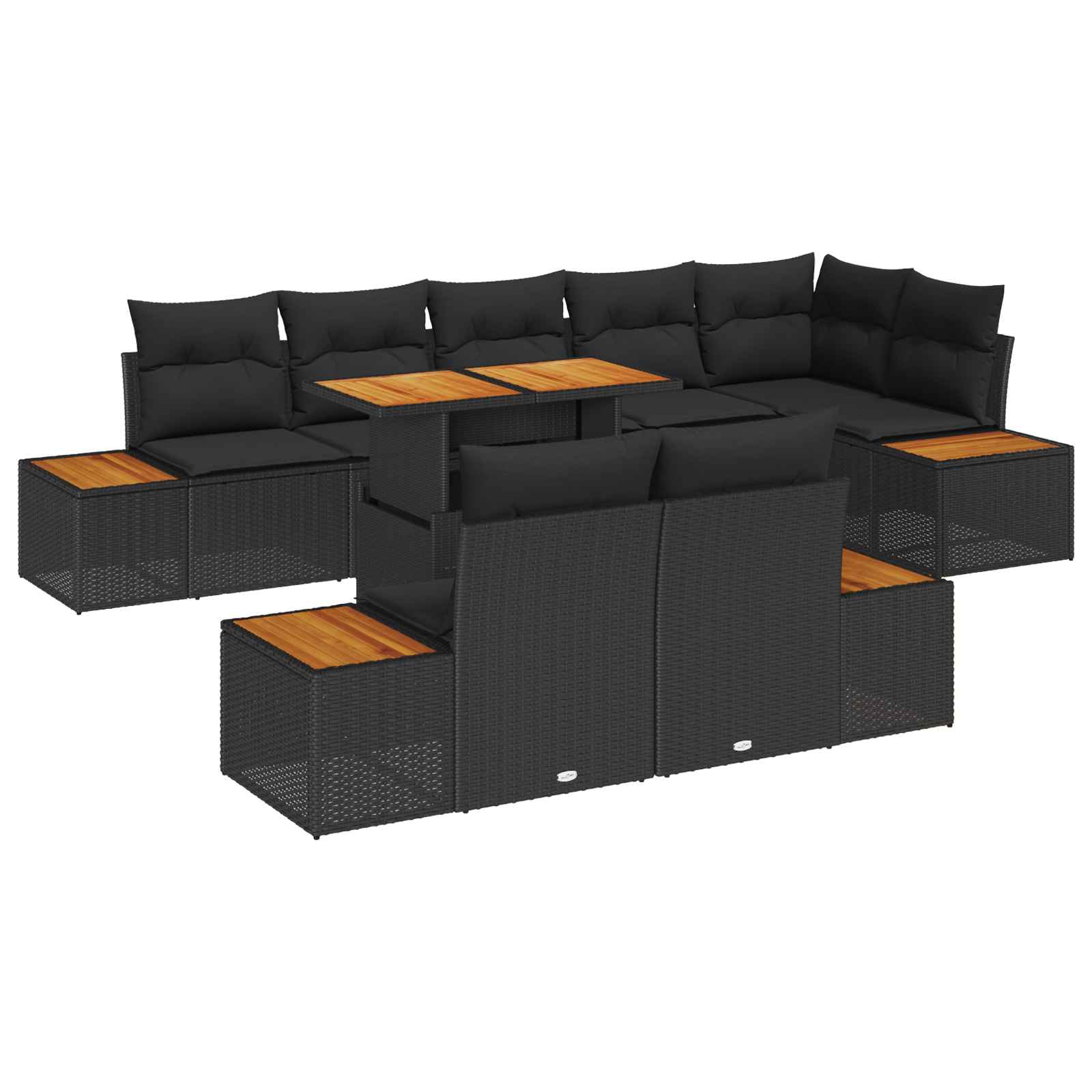 Gartensofa-set 9 Stk. Schwarz und Braun