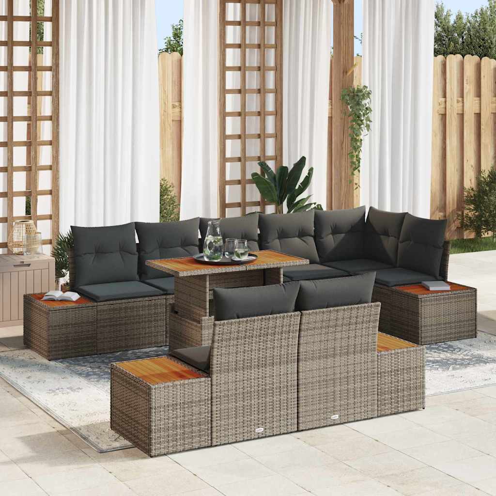 Gartensofa-set 9 Stk. Grau und Braun