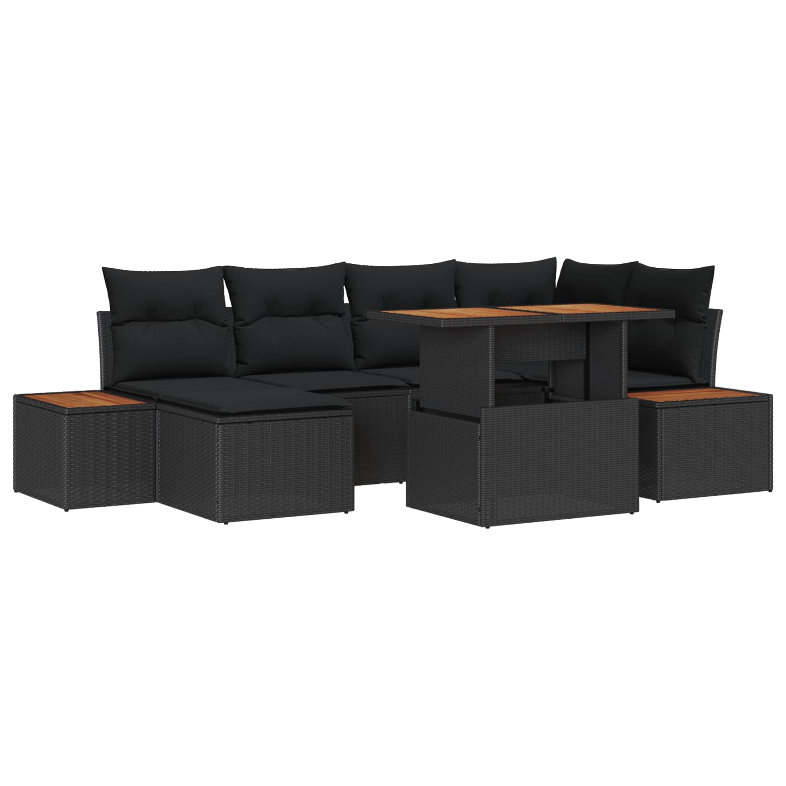 Gartensofa-set 7 stk. Schwarz Poly-Rattan