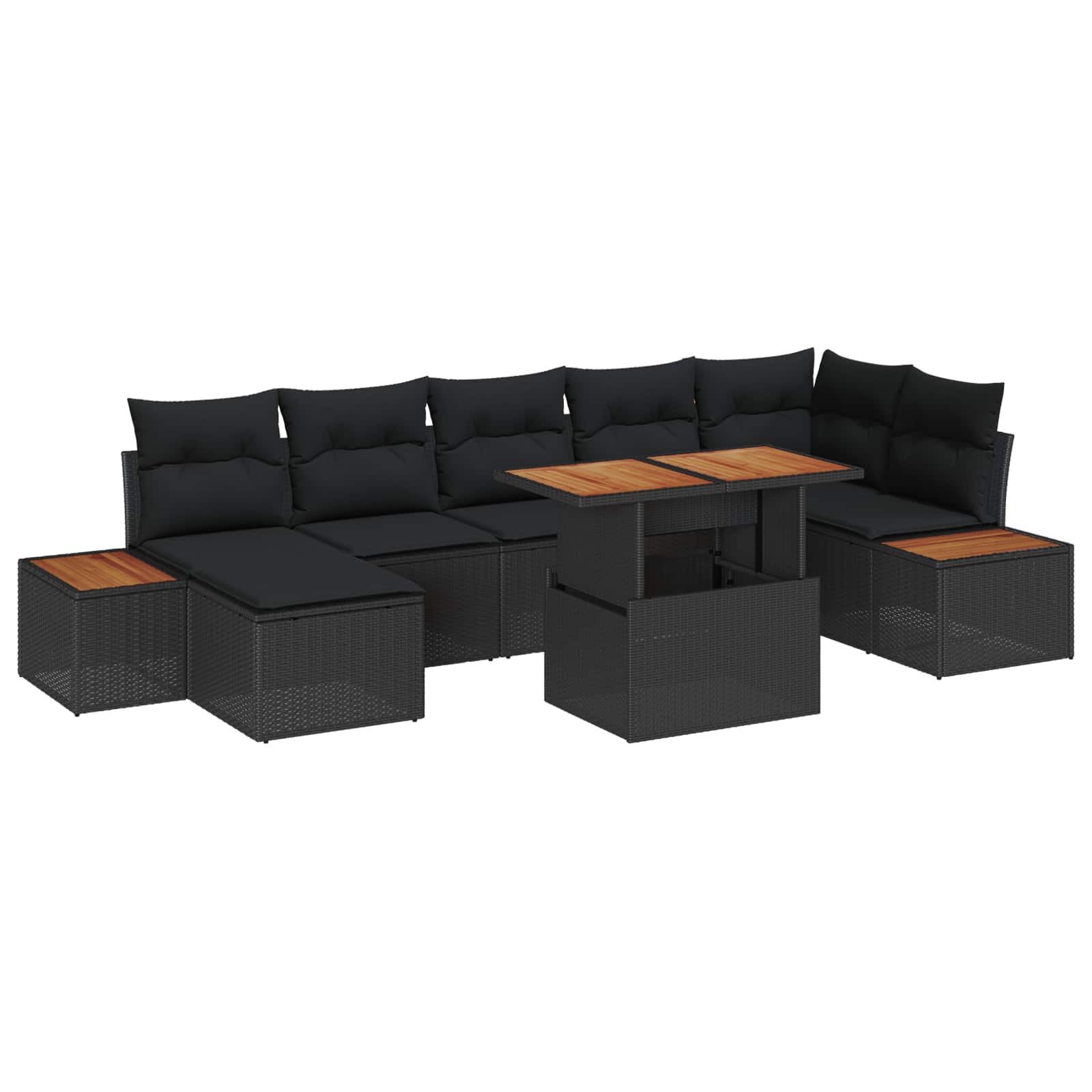 Gartensofa-set 8 stk. Schwarz