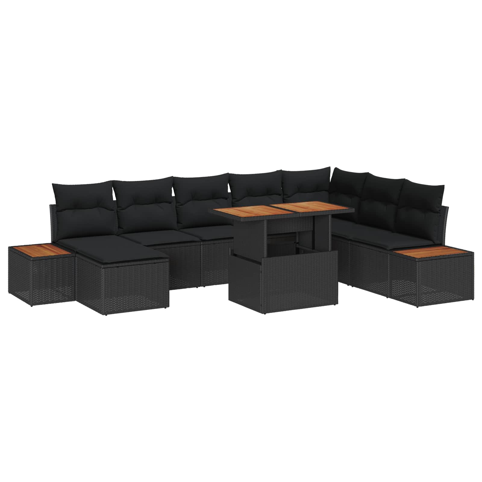 Gartensofa-set 9 stk. Schwarz und Braun