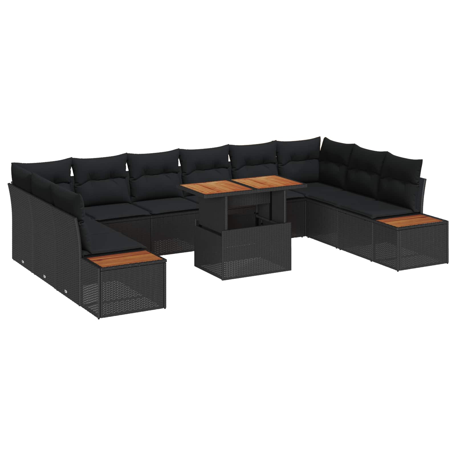 Gartensofa-set 11 Stk. Schwarz Poly-Rattan