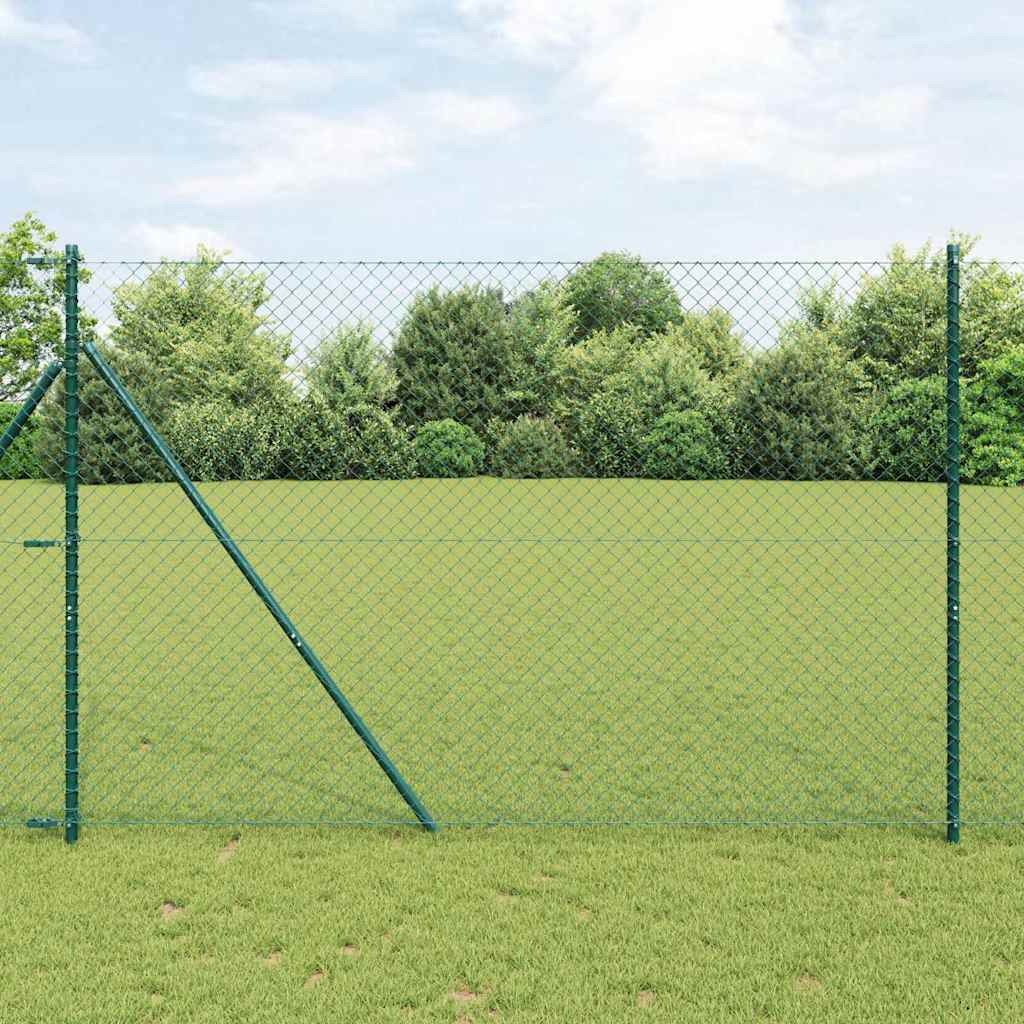 Bodenmontierter Maschendrahtzaun 10 x 1,6 m Grün Netz