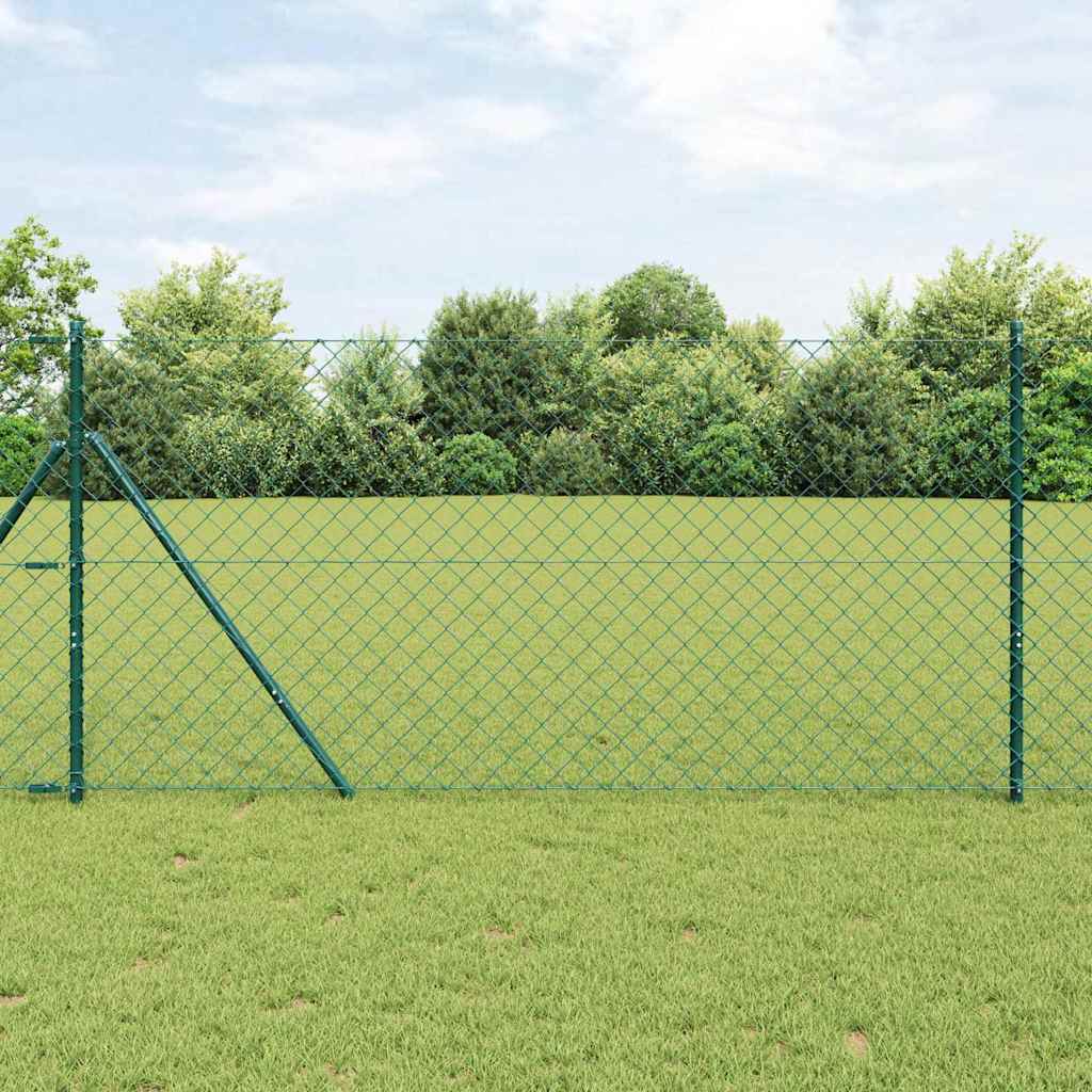 Bodenmontierter Maschendrahtzaun 10 x 1 m Grün Netz