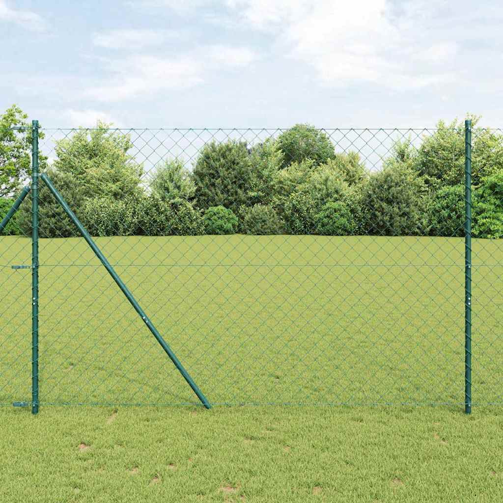 Bodenmontierter Maschendrahtzaun 25 x 1,6 m Grün Netz